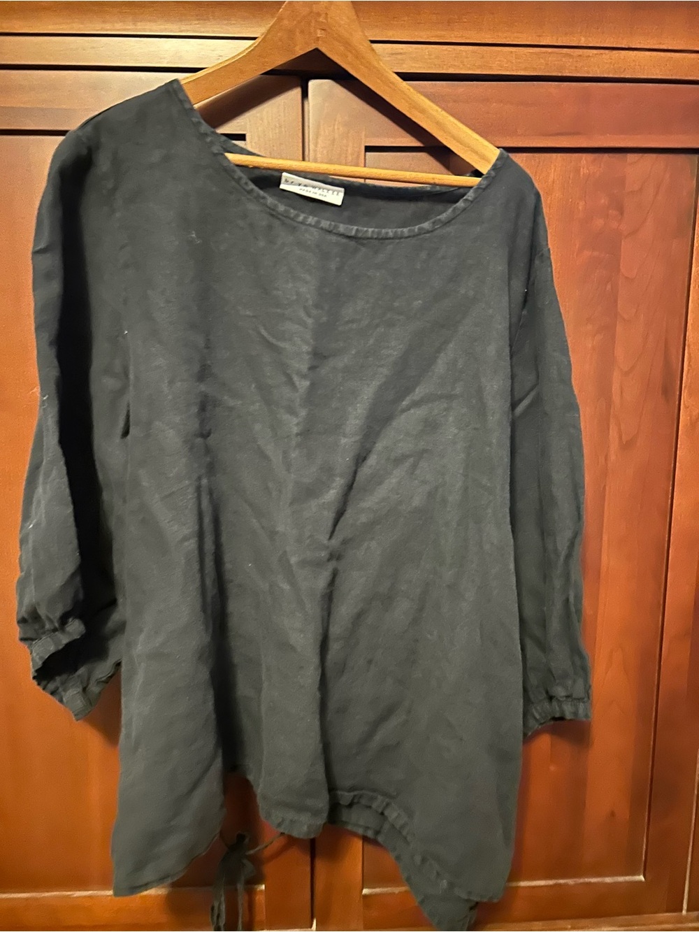 Bryn Walker Black Linen Blend Women's Top